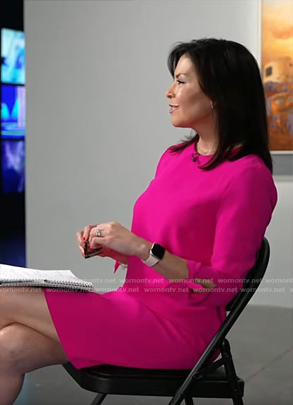 Meg Oliver’s pink tie sleeve dress on CBS Mornings