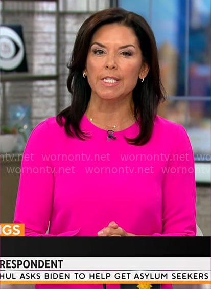 Meg Oliver’s pink tie sleeve dress on CBS Mornings
