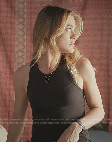 Michaela’s black ribbed tank on Manifest