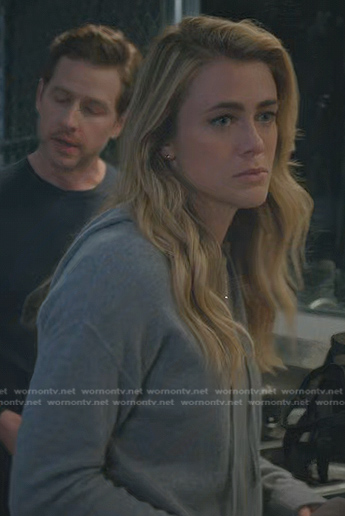 Michaela’s grey hooded sweater on Manifest