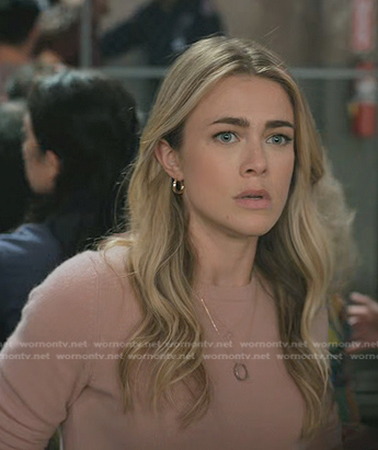 Michaela’s pink crewneck sweater on Manifest