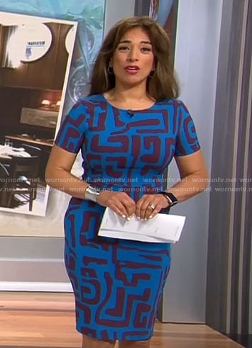Michelle Miller’s blue printed dress on CBS Mornings