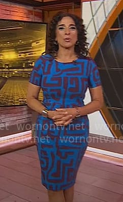 Michelle Miller’s blue printed dress on CBS Mornings