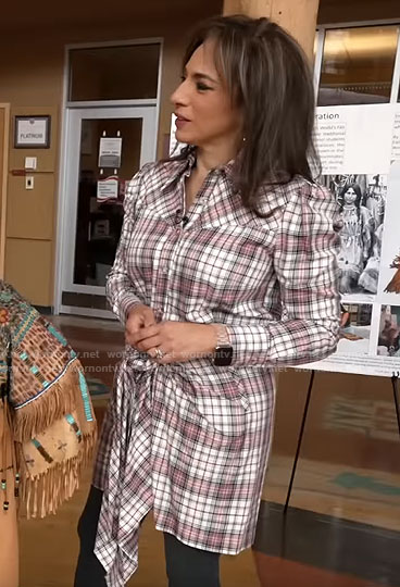 Michelle Miller’s plaid shirtdress on CBS Mornings