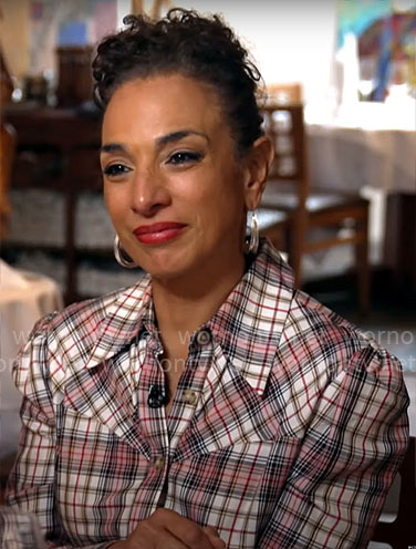 Michelle Miller’s plaid shirtdress on CBS Mornings
