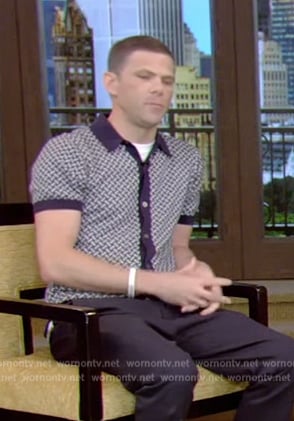 Mike’s navy contrast polo on Live with Kelly and Mark