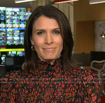 Molly Hunter’s black floral smocked blouse on Today