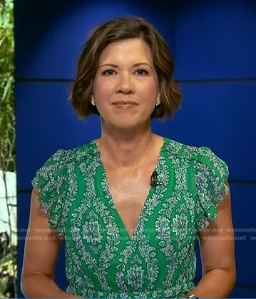Kelly Cobiella’s green printed v-neck dress on Today