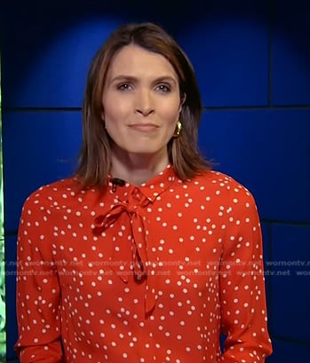 Molly Hunter’s red small flower print blouse on Today