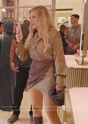 Kylie’s friend’s geometric print wrap mini dress on The Kardashians