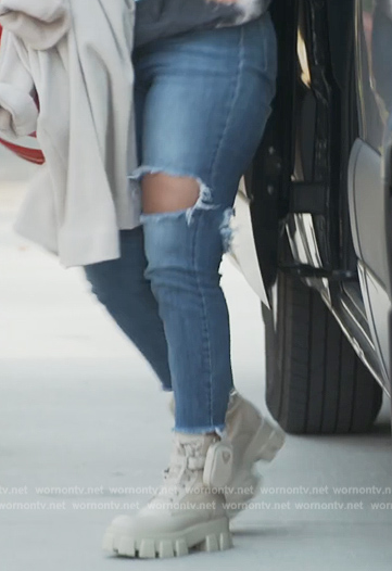 Monyetta’s white leather boots on The Real Housewives of Atlanta