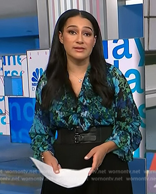 Morgan’s blue floral ruffled blouse on NBC News Daily