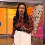 Morgan’s pink floral blouse and white pleated skirt on NBC News Daily