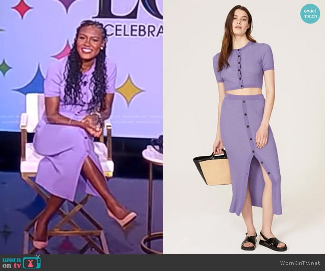 Naadam Short Sleeve Cardigan worn by Janai Norman on Good Morning America
