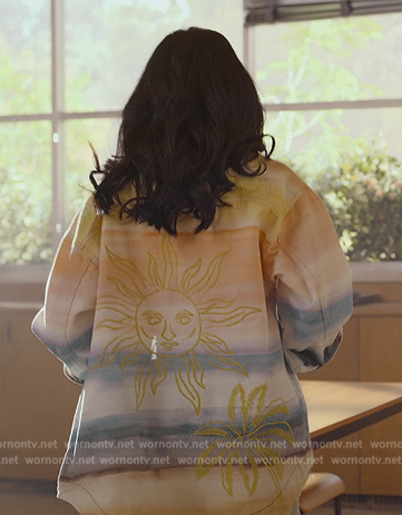 Devi’s tie dye sunprint jacket on Never Have I Ever