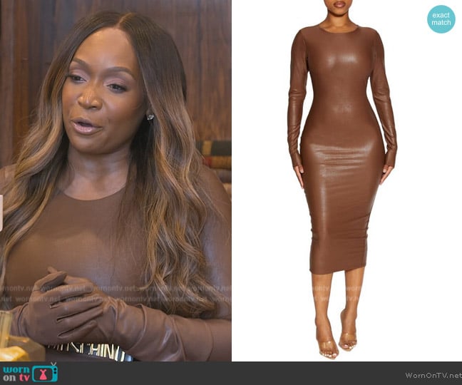 Naked Wardrobe Drippin' Hard Back Slit Long Sleeve Body-Con Midi Dress worn by Marlo Hampton on The Real Housewives of Atlanta