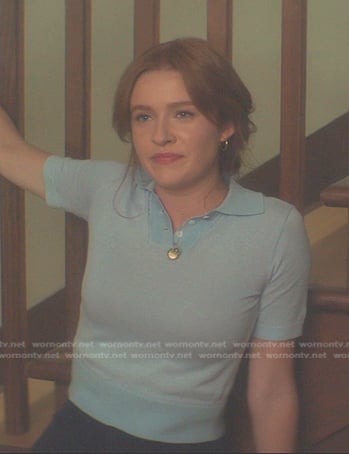 Nancy’s blue polo top on Nancy Drew