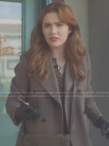 Nancy’s brown plaid coat on Nancy Drew