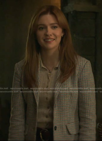 Nancy’s houndstooth blazer on Nancy Drew