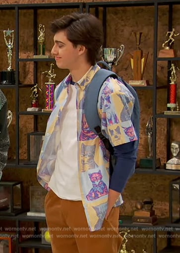 Neil’s cat print shirt on Ravens Home
