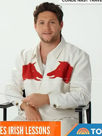 Niall Horan’s white animal applique jacket on Today