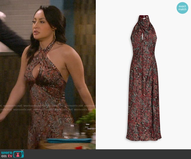 Nicholas Aline Printed Midi Dress in Water Snake Print worn by Valentina (Francia Raisa) on How I Met Your Father