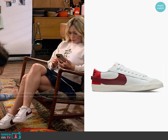 Nike Blazer Low '77 Jumbo Sneaker in White/ Dark Beetroot/ Cinnabar worn by Sophie (Hilary Duff) on How I Met Your Father