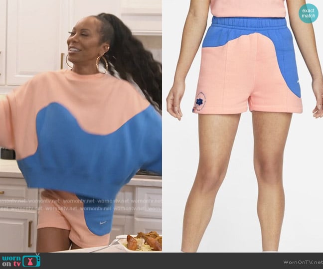Nike Colorblock Fleecce Shorts worn by Sanya Richards-Ross on The Real Housewives of Atlanta
