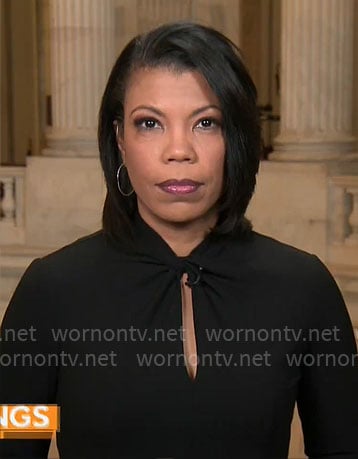 Nikole Killion’s black twist neck dress on CBS Mornings