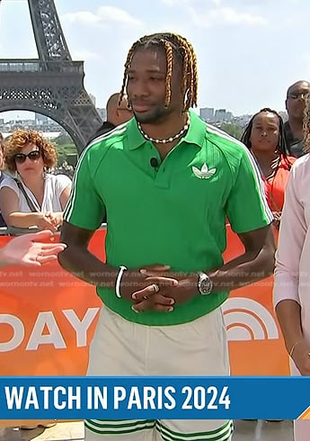 Noah Lyles’s green logo polo shirt on Today
