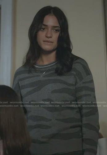 Olive’s grey zebra print sweater on Manifest