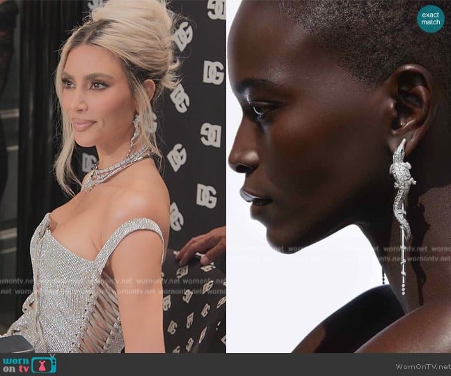 Orlov Croco Deam Crocodile Diamond Earrings worn by Kim Kardashian (Kim Kardashian) on The Kardashians