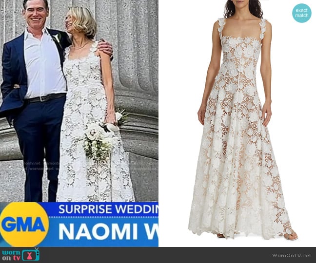Oscar de la Renta Water Lily Guipure Lace Maxi Dress