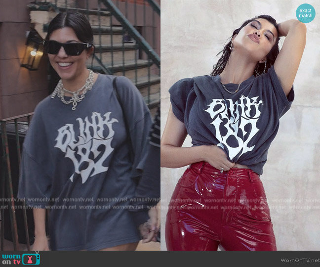 Boohoo Oversized Blink 182 T-Shirt worn by Kourtney Kardashian (Kourtney Kardashian) on The Kardashians