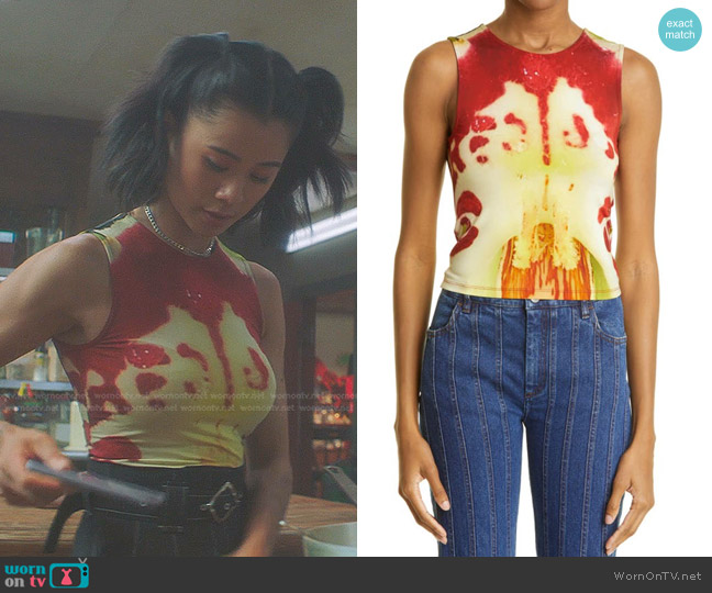 Paloma Wool The Gate Orchid Print Tank worn by George Fan (Leah Lewis) on Nancy Drew