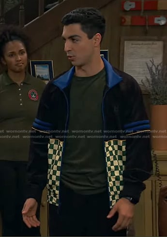 Parker’s black checkered track jacket and pants on Bunkd