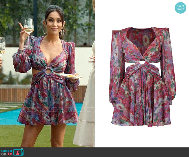 PatBo Printed Lurex Cutout Mini Dress worn by Ruby Gale (Priscilla Quintana) on Based on a True Story