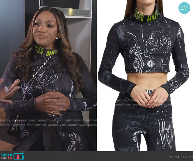 Pyer Moss x Reebok RCPM Logo Turtleneck Cropped Top worn by Drew Sidora on The Real Housewives of Atlanta