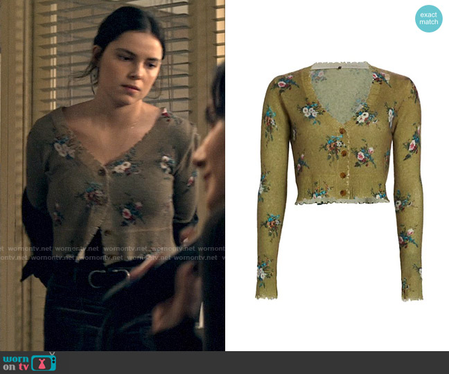 R13 Floral Cashmere Baby Cardigan worn by Sarah Cushing (Inde Navarrette) on Superman and Lois