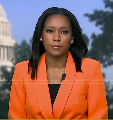 Rachel’s orange shawl collar blazer on Good Morning America