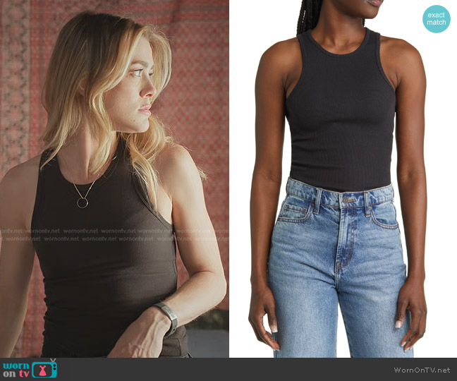 Rag & Bone The Essential Rib Organic Pima Cotton Blend Tank worn by Michaela Stone (Melissa Roxburgh) on Manifest