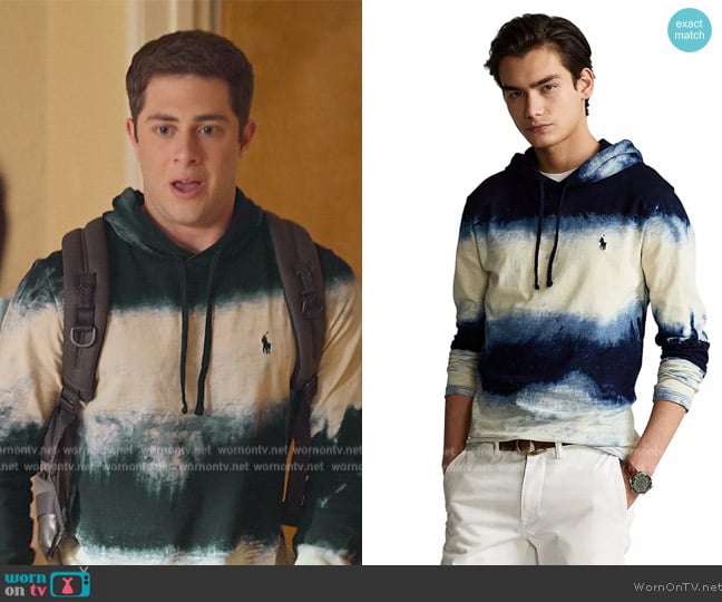 Ralph Lauren Tie-Dye Jersey Hooded T-Shirt worn by (Jaren Lewison) on Never Have I Ever