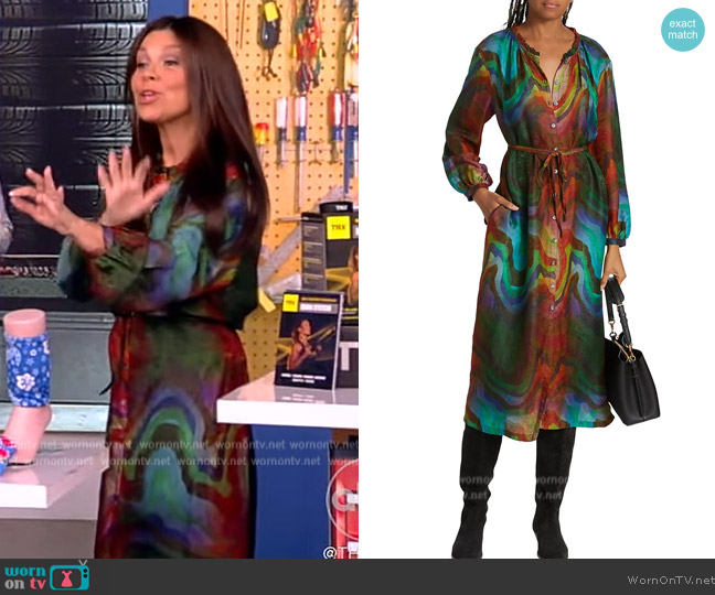 Raquel Allegra Victoria Moire Tie-Waist Midi-Dress worn by Gretta Monahan on The View