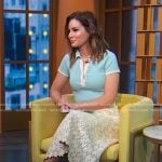 Rebecca’s blue polo top and white floral skirt on Good Morning America