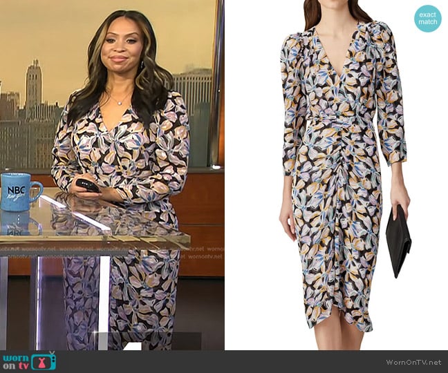 Rebecca Taylor Long Sleeve Bow Fleur Dress worn by Adelle Caballero on Today