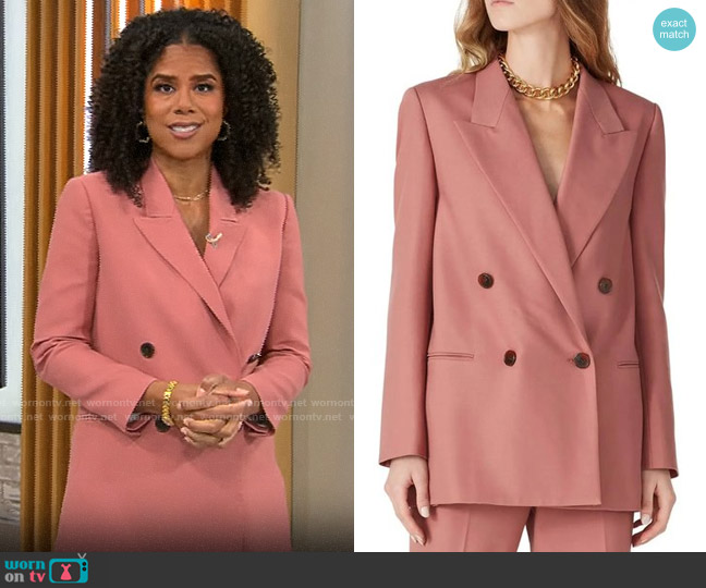 Rebecca Taylor Double-Breasted Gabardine Blazer worn by Adriana Diaz on CBS Mornings