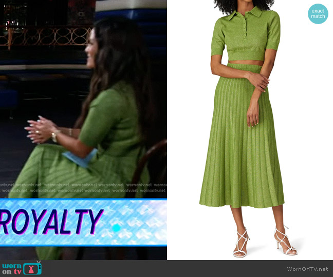 Ronny Kobo Metallic Madigan Top worn by Rocsi Diaz on Good Morning America