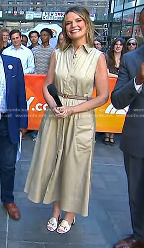 Savannah’s beige sleeveless shirtdress on Today