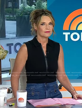Savannah’s black half-zip top and cropped jeans on Today