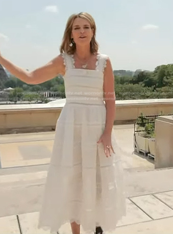 Savannah’s white lace stripe dress on Today